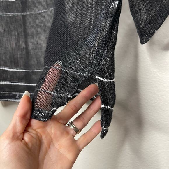 Eileen Fisher Half Sleeve Illusion Mesh Top Medium - Picture 7 of 11